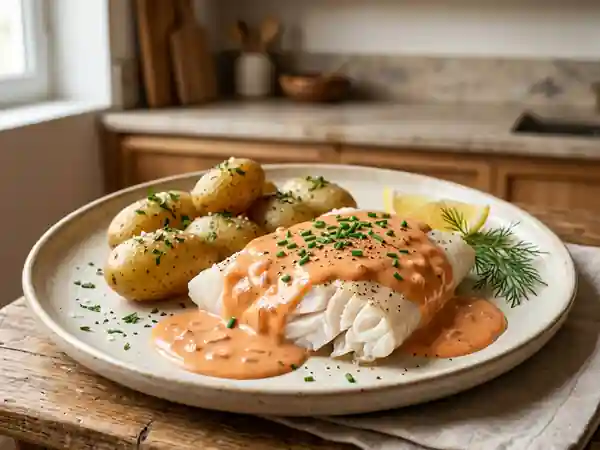 Raie à la sauce rose délicate et savoureuse - Photo de présentation
