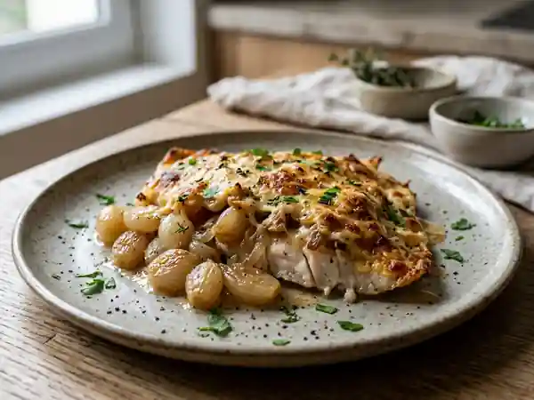 Aile de raie fondante et son gratin d'oignons - Photo de présentation