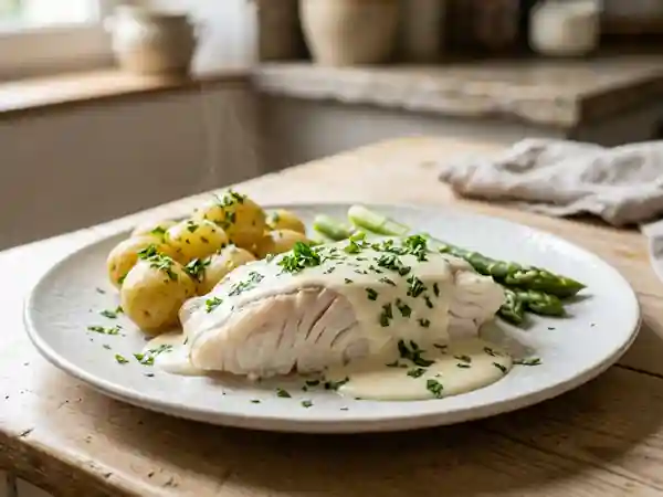 Raie pochée et sa sauce blanche onctueuse - Photo de présentation