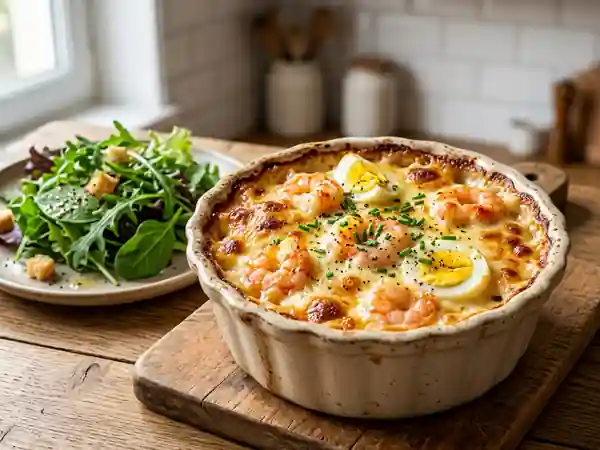 Ramequins fondants crevettes et œufs gratinés - Photo de présentation