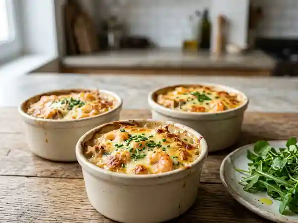 Ramequins gourmands de l'océan au thon et crevettes - Photo de présentation