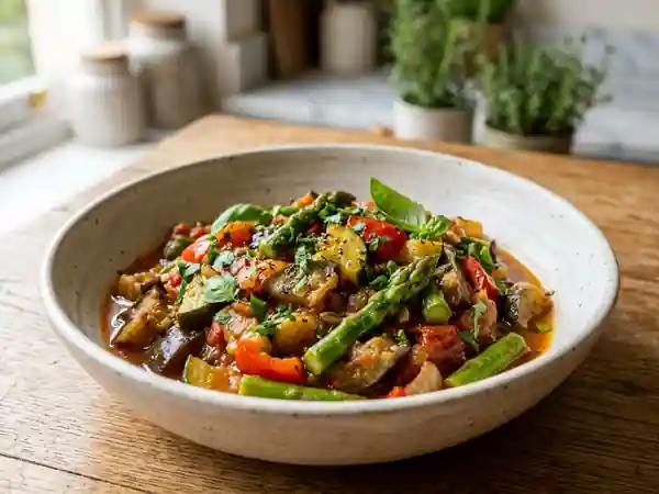 Ratatouille fondante aux asperges croquantes - Photo de présentation