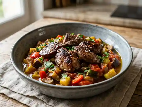 Ratatouille fondante aux foies de volaille - Photo de présentation