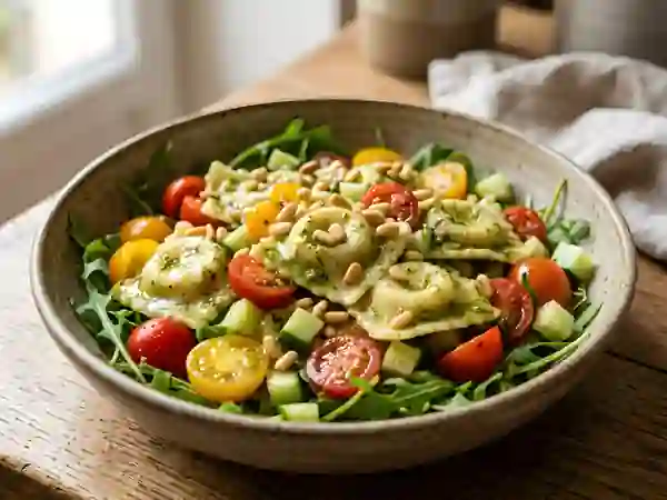 Ravioles fraîches au pesto et aux pignons - Photo de présentation
