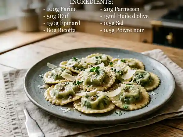 Raviolis soyeux épinards et ricotta crémeuse - Photo de présentation