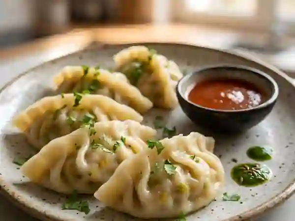 Raviolis vapeur indiens fondants et épicés - Photo de présentation