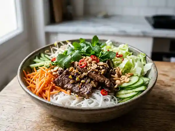 Bo Bun au Bœuf Saisi et Herbes Fraîches - Photo de présentation