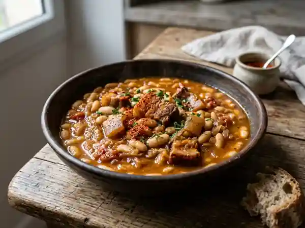 Ttorr basque : haricots fondants et porc confit - Photo de présentation