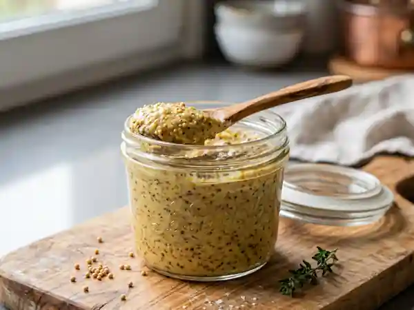Moutarde onctueuse au miel et vinaigre de cidre - Photo de présentation