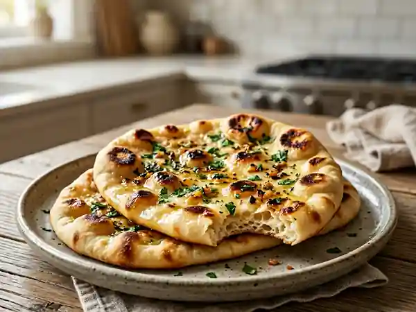 Naans moelleux au beurre d'ail - Photo de présentation