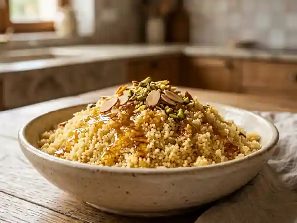 Mermouma : semoule dorée au beurre et miel - Photo de présentation