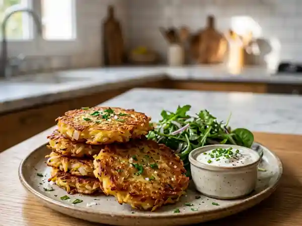 Recette traditionnelle du Roïgabrageldi alsacien : galettes de pommes de terre croustillantes - Photo de présentation