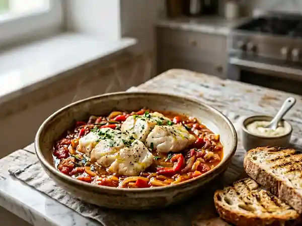 Poisson blanc fondant et sa compotée provençale - Photo de présentation