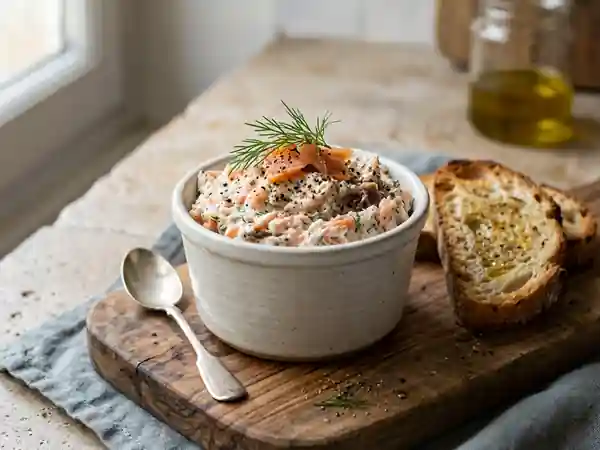 Rillettes gourmandes aux deux saumons et carré frais - Photo de présentation