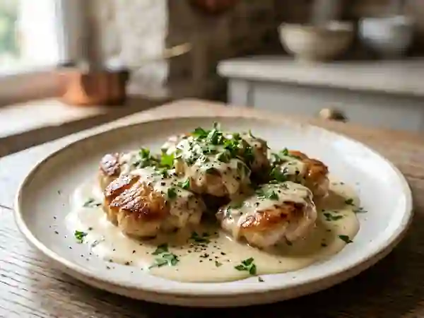 Ris de veau fondants à la crème et vin blanc - Photo de présentation