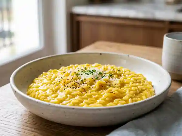 Risotto à la milanaise crémeux au safran - Photo de présentation