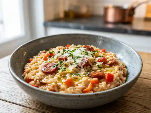 Risotto Fondant au Chorizo et Poivrons - Photo de présentation