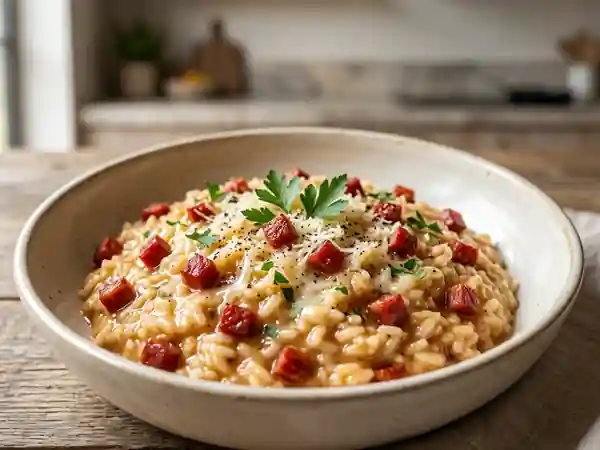 Risotto crémeux au chorizo relevé - Photo de présentation