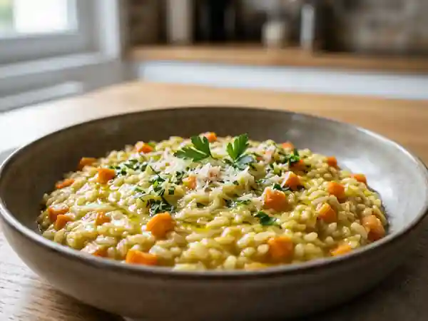 Risotto crémeux au curry de carottes : recette savoureuse et facile - Photo de présentation
