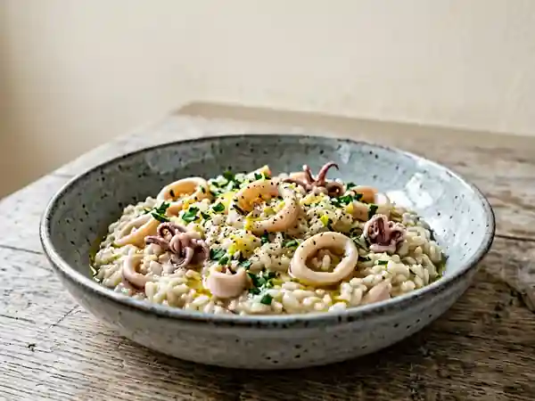 Risotto crémeux aux calamars et parmesan - Photo de présentation
