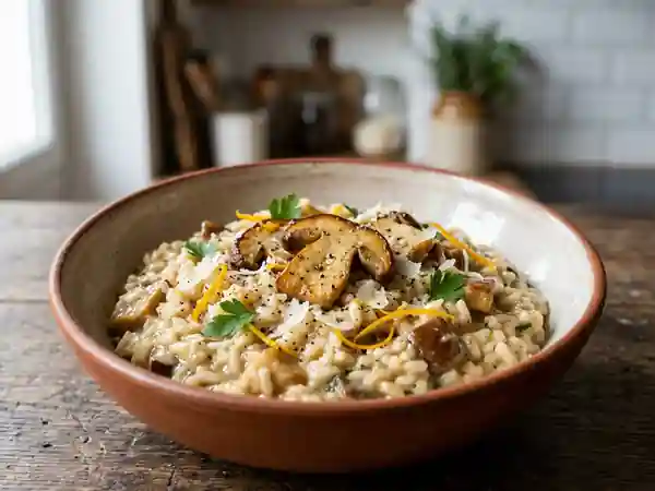 Risotto crémeux aux cèpes et zestes d'orange - Photo de présentation