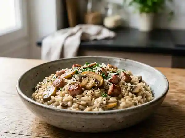Risotto Fondant Porc et Champignons de Paris - Photo de présentation