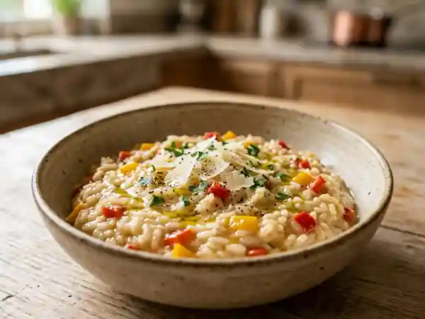 Risotto crémeux aux deux poivrons colorés - Photo de présentation