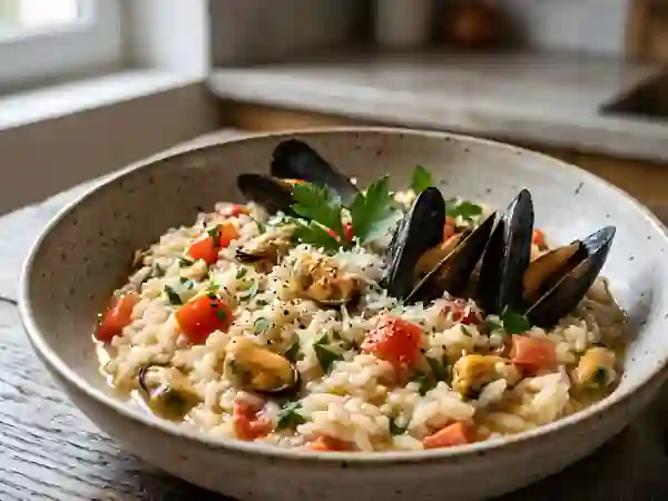 Risotto Crémeux aux Moules et Tomates Fraîches - Photo de présentation