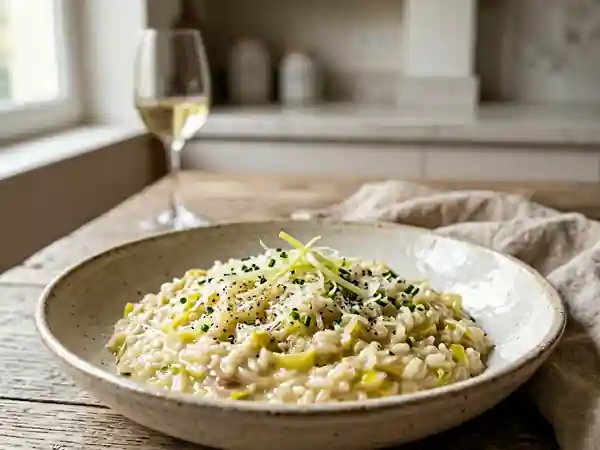 Risotto fondant aux poireaux et parmesan - Photo de présentation