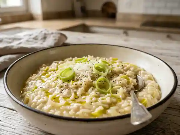 Risotto crémeux aux poireaux fondants - Photo de présentation