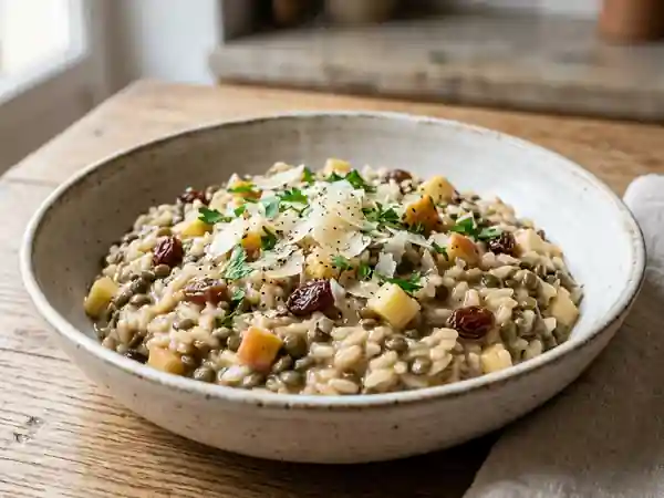 Risotto Crémeux aux Pommes et Lentilles Vertes - Photo de présentation