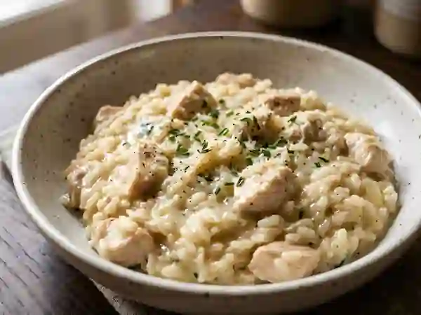 Risotto onctueux au poulet et gorgonzola - Photo de présentation
