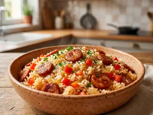 Riz au chorizo fondant et poivrons croquants - Photo de présentation