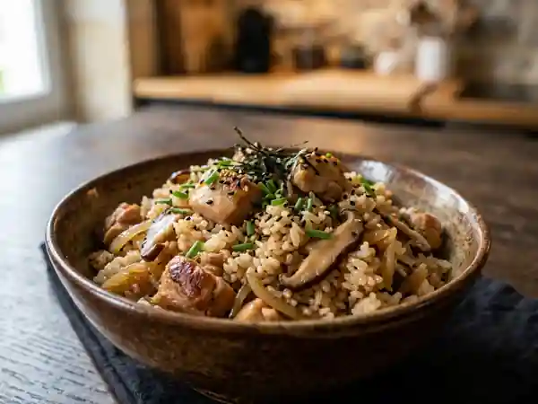 Riz Japonais Fondant au Poulet et Shiitake - Photo de présentation