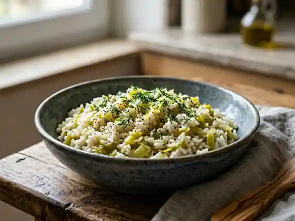 Riz Fondant aux Poireaux, Citron et Aneth - Photo de présentation