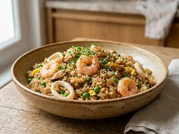 Riz jasmin sauté aux fruits de mer - Photo de présentation