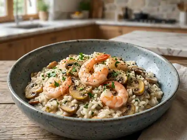 Riz Crémeux aux Crevettes et Champignons - Photo de présentation