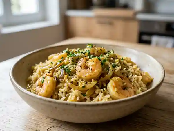 Riz Crémeux aux Crevettes, Coco et Curry - Photo de présentation