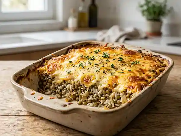 Riz et lentilles gratinés, croûte fondante - Photo de présentation