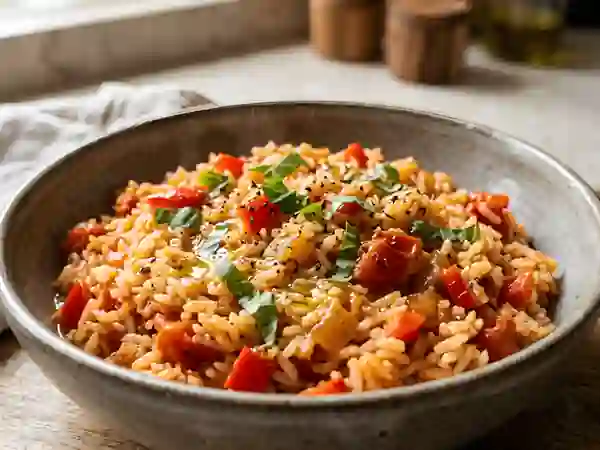 Riz méridional fondant aux poivrons - Photo de présentation