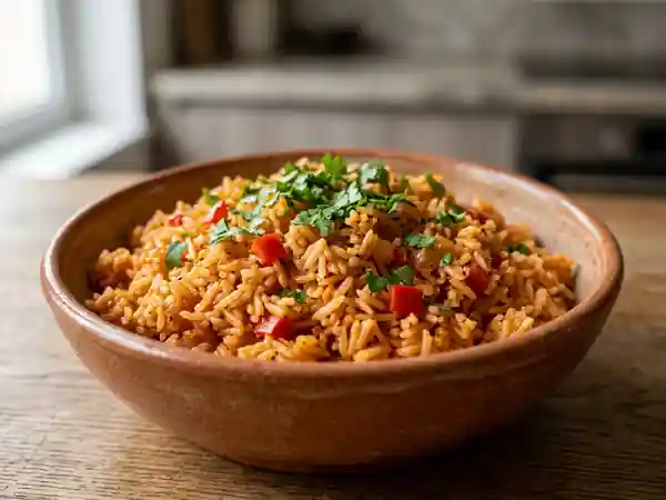 Riz mexicain fondant au cumin et poivrons - Photo de présentation