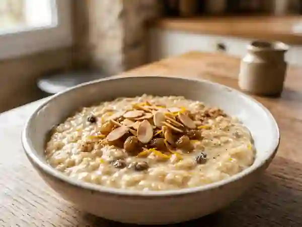 Riz onctueux aux épices de Noël et amandes - Photo de présentation