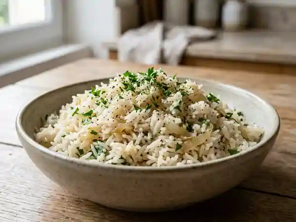 Riz pilaf nacré et léger au persil - Photo de présentation