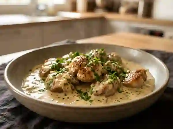 Rognons blancs fondants à la crème et vin blanc - Photo de présentation