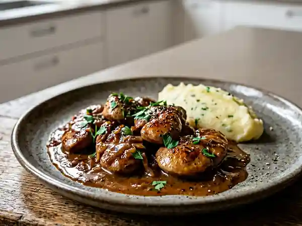 Rognons de porc fondants au cognac et crème - Photo de présentation