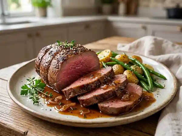 Rôti de Bœuf Fondant et sa Sauce Madère - Photo de présentation