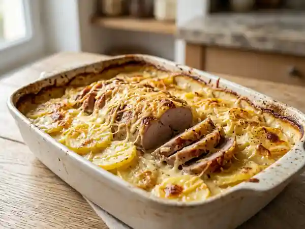 Rôti de dindonneau fondant et son gratin doré - Photo de présentation