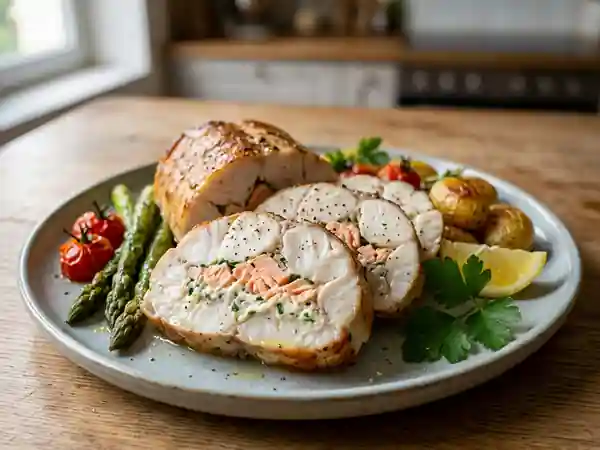 Rôti de lotte farci au saumon : recette gourmande et raffinée - Photo de présentation