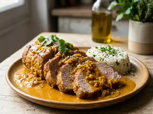 Rôti de porc au curry savoureux et facile - Photo de présentation