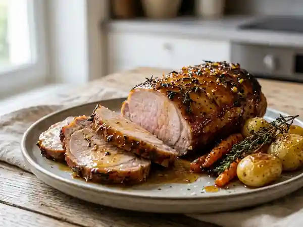 Rôti de porc laqué au miel et thym - Photo de présentation